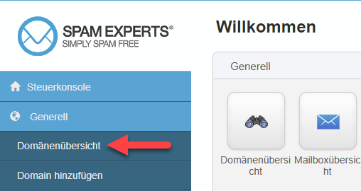 Wählen Sie unter "Generell" die "Domänenübersicht" aus