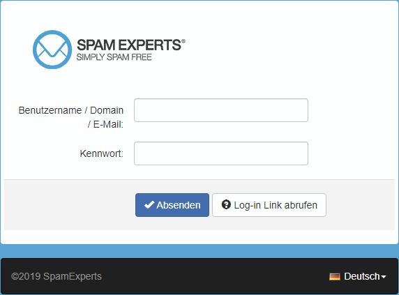 Loggen Sie sich unter https://antispam.cloud4you.biz/ mit Ihren Zugangsdaten ein.